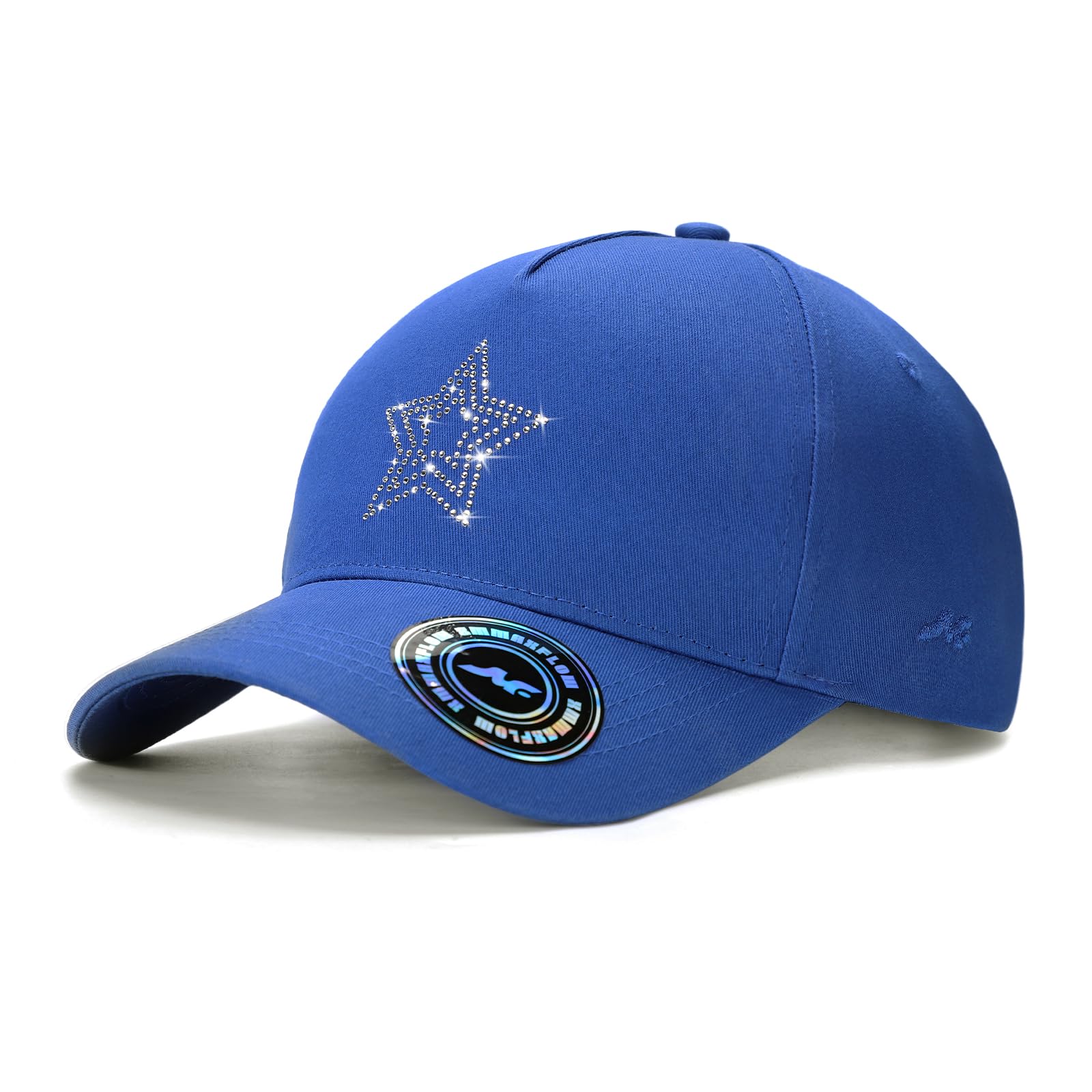 XMMAXFLOW Shiny Rhinestone Baseball Caps for Women Structured Adjustable Trendy Sun Hat Star Golf Dad Hat