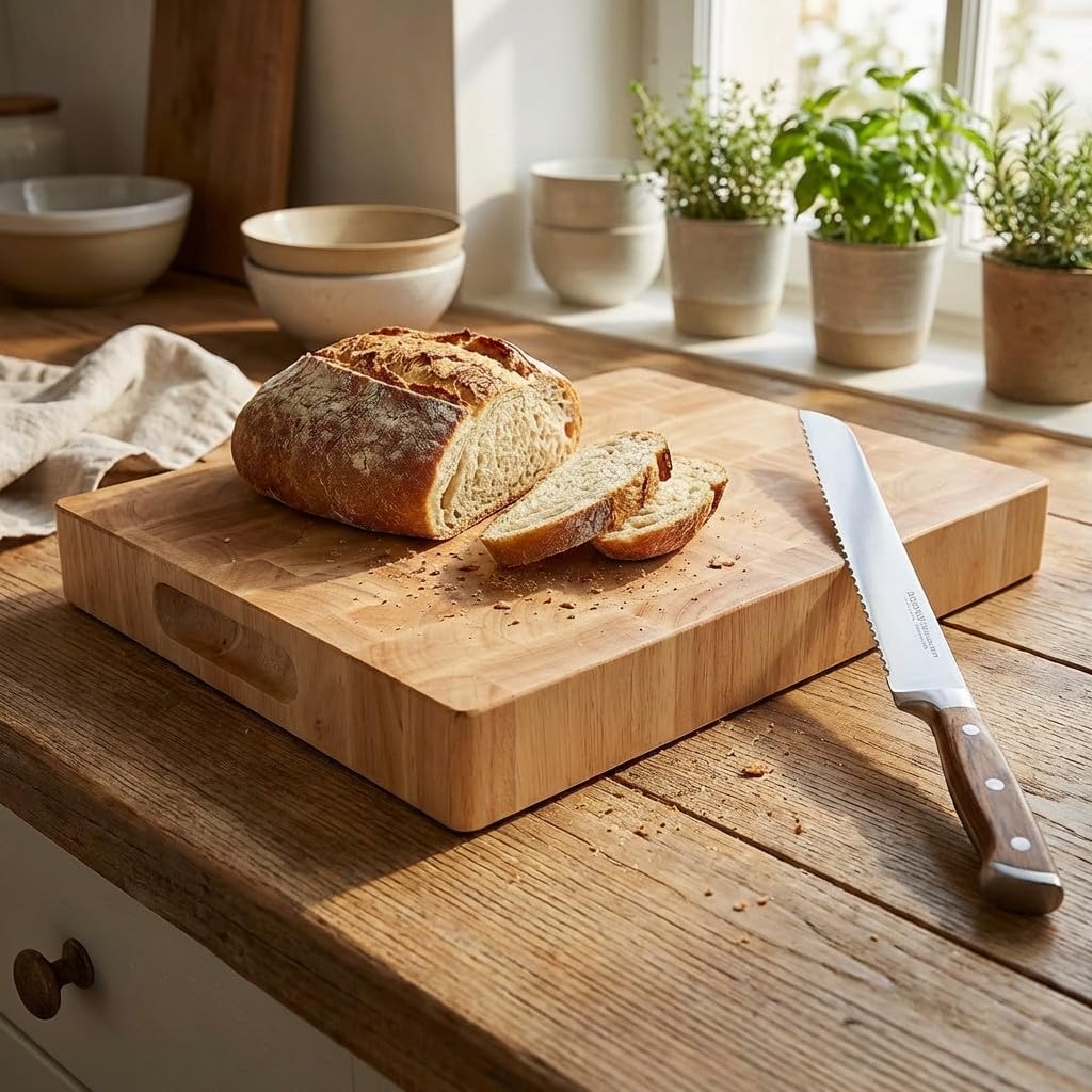 Suinga Tagliere in legno robusto per il taglio del pane (33 x 25 cm)