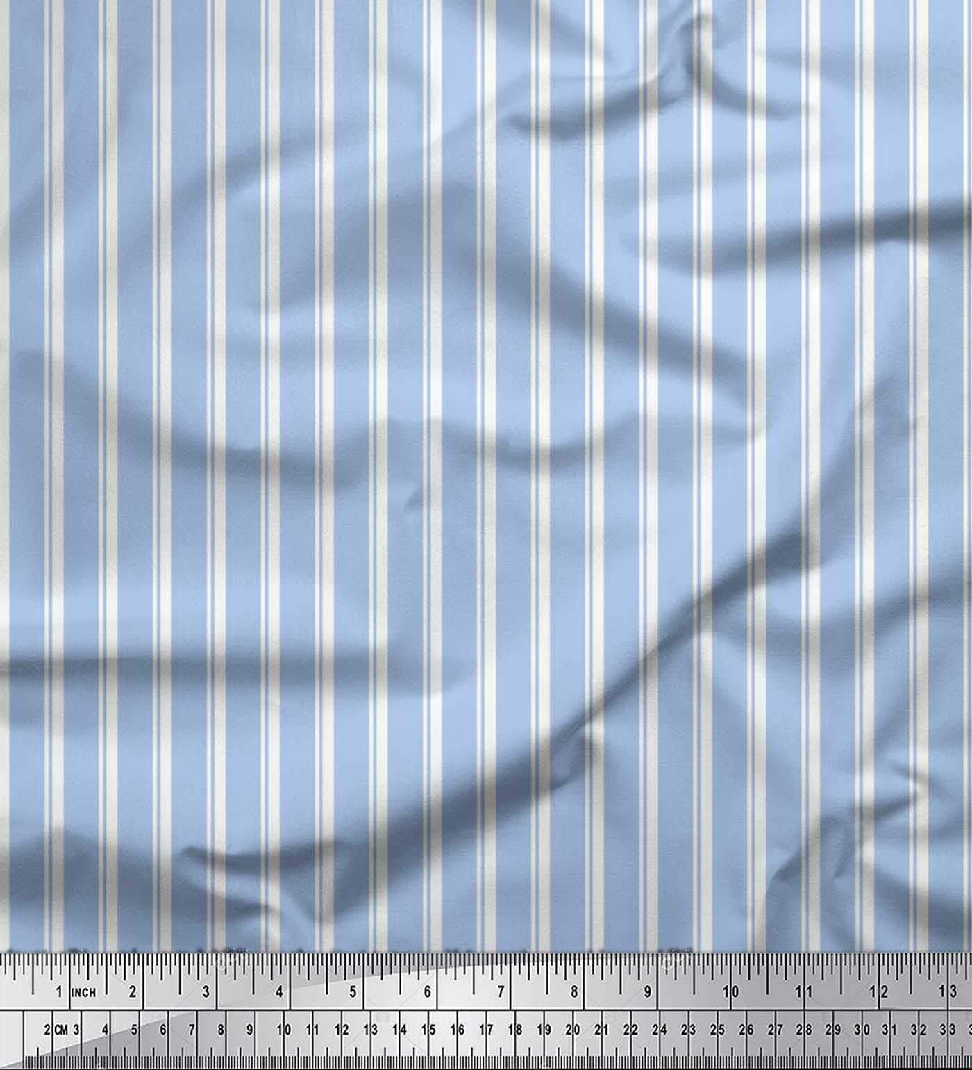 Soimoi Cotton Voile Fabric Striped Stripe Printed Craft Fabric by The Meter 42 Inch Wide-image-37