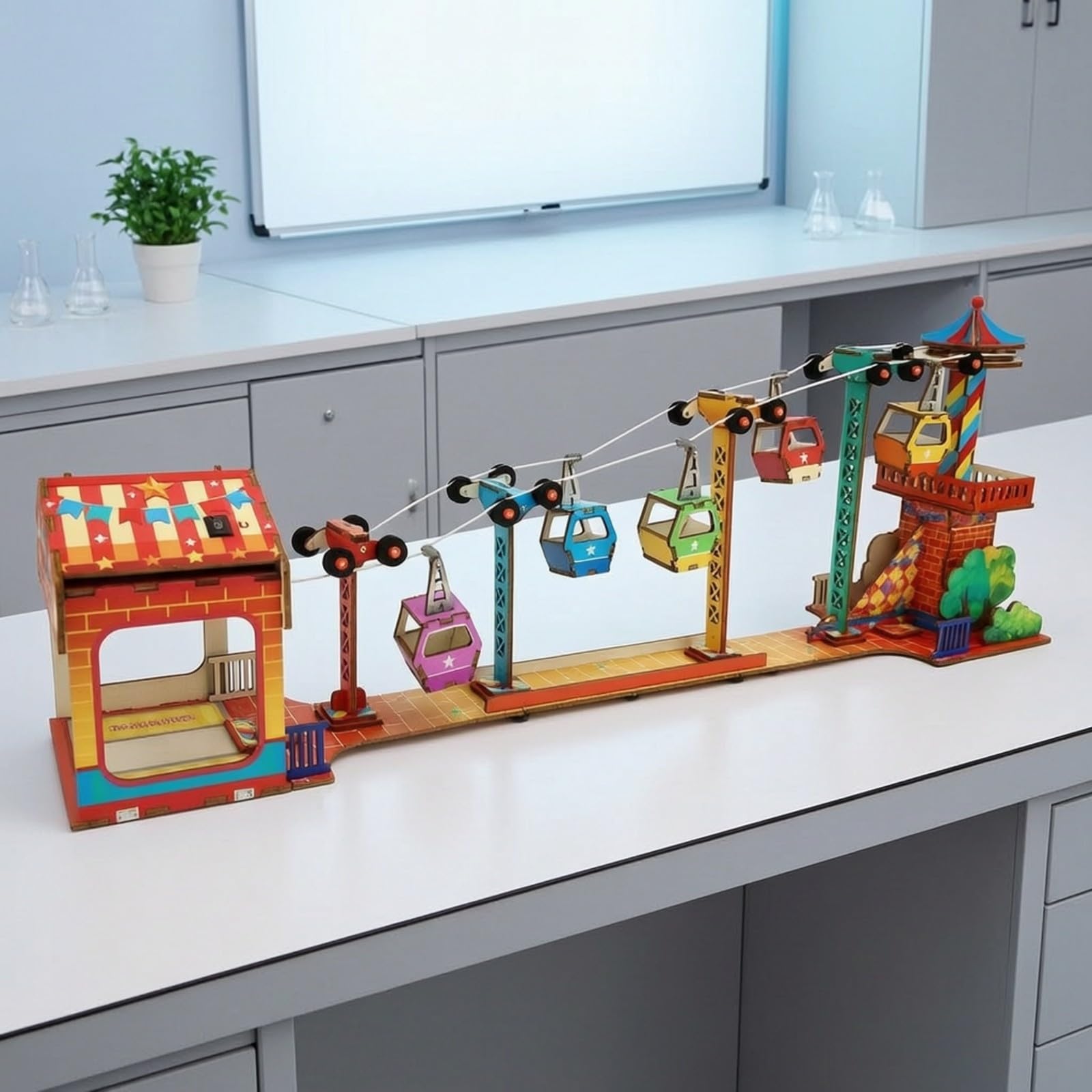 Kit Funivia in Legno da Montare Manuale | Scientifico, Gioco Educativo in Legno, Sicuro per Bambini, Giocattolo, Aula, Studenti