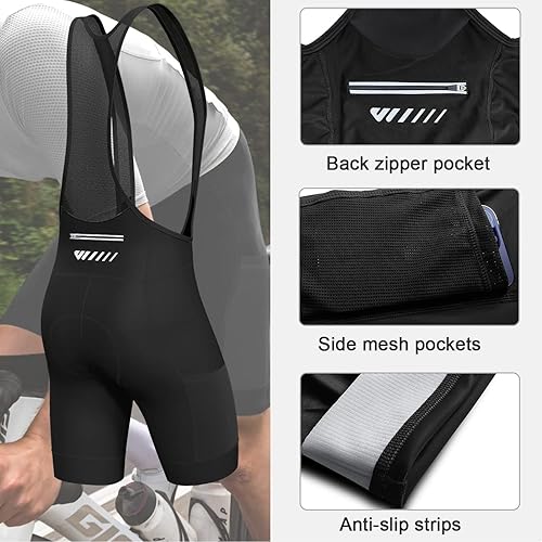 Miniatura 3 de Lo.gas Logas - Pantalones cortos de ciclismo para hombre, con correas para el hombro, con acolchado 4D, transpirable, secado rápido