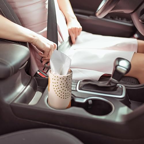 Miniatura 3 de MALLMALL6 Paquete de 4 soportes para pañuelos de coche boho con pañuelos faciales a granel, tubos de pañuelos para automóvil, pañuelos cilíndricos