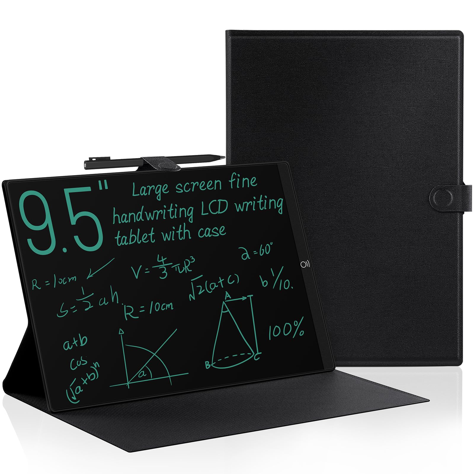 LCD Writing Tablet for Adults: 9.5 Inch with Leather Case Reusable Portable Use for Office Study Teaching 9.5 with Case