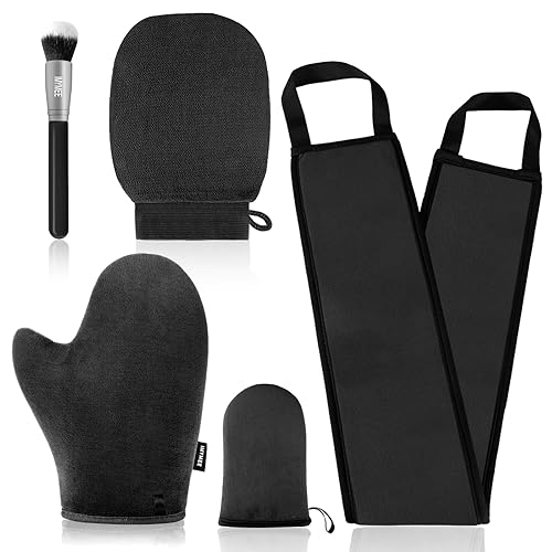 Paquete de 5 aplicadores de manopla autobronceadora, manoplas autobronceadoras que incluye guante autobronceador, guante de bronceado facial,