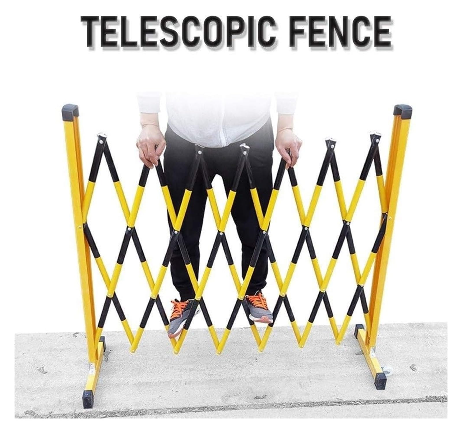 Barrera retráctil de tráfico amarillo-negro, 1,2 x 4,5 m, barrera de seguridad de metal portátil para uso industrial, control de acceso, gestión de multitudes, duradera y versátil