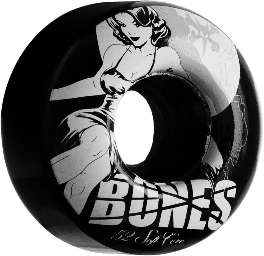 Bones Soft Core 52x32mm 80A Blk Skateboard Wheels (Set of 4) Sports & Outdoors