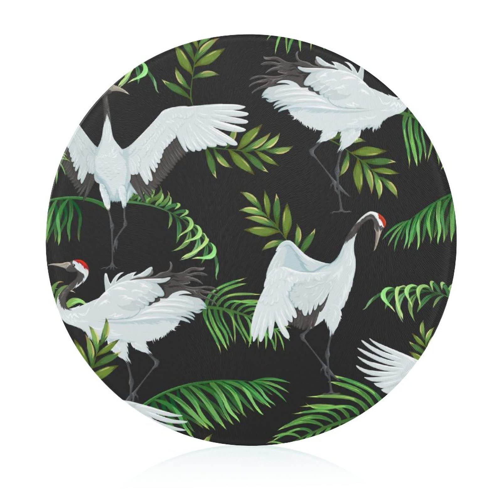 Planche à découper en verre résistant à la chaleur de 20 cm avec motif Oiseau Blanc