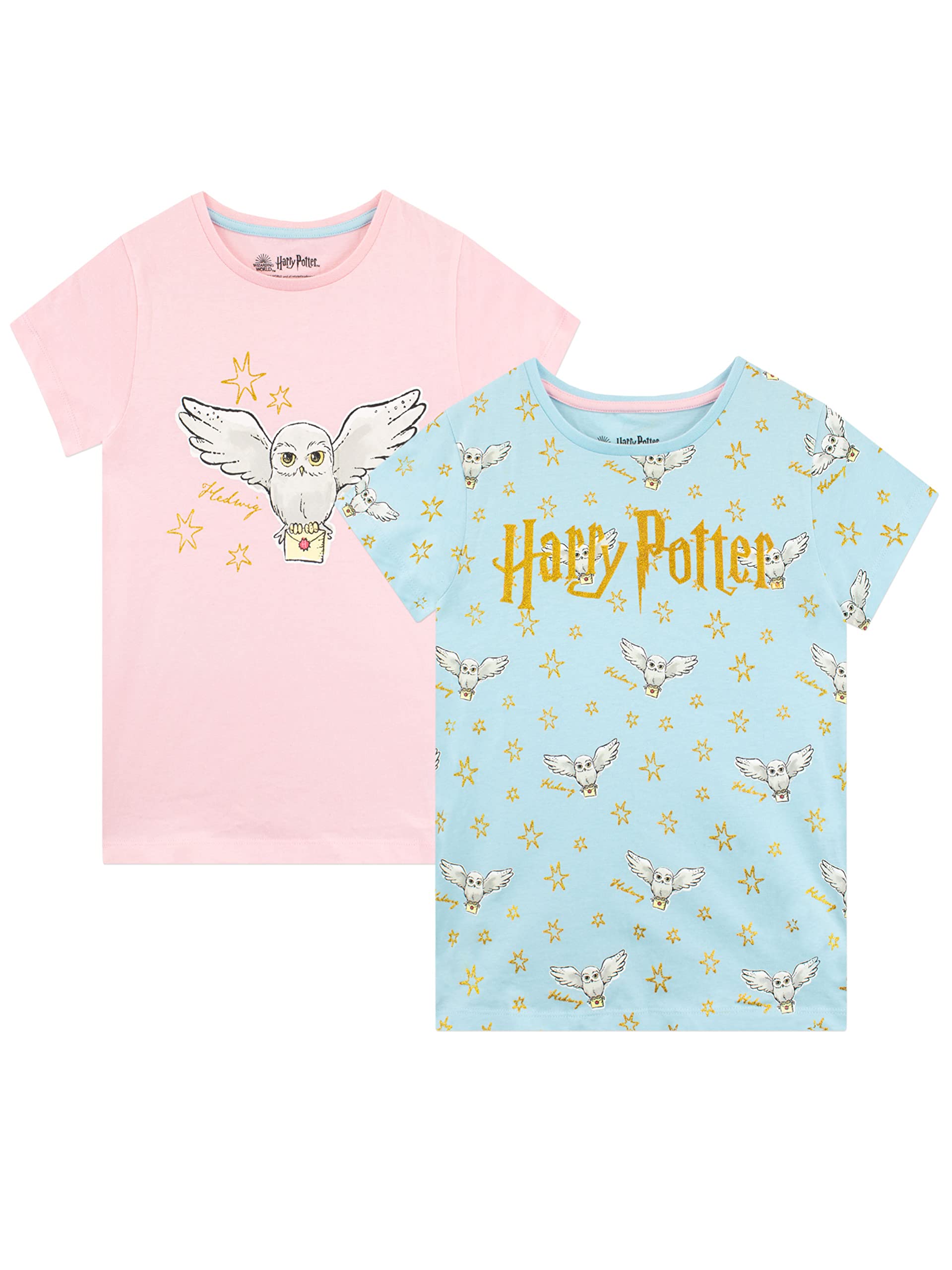 Harry Potter Koszulka dla Dziewczyn Hedwig 2 szt. Top z Krótkim Rękawem dla Dzieci Zestaw Dwóch