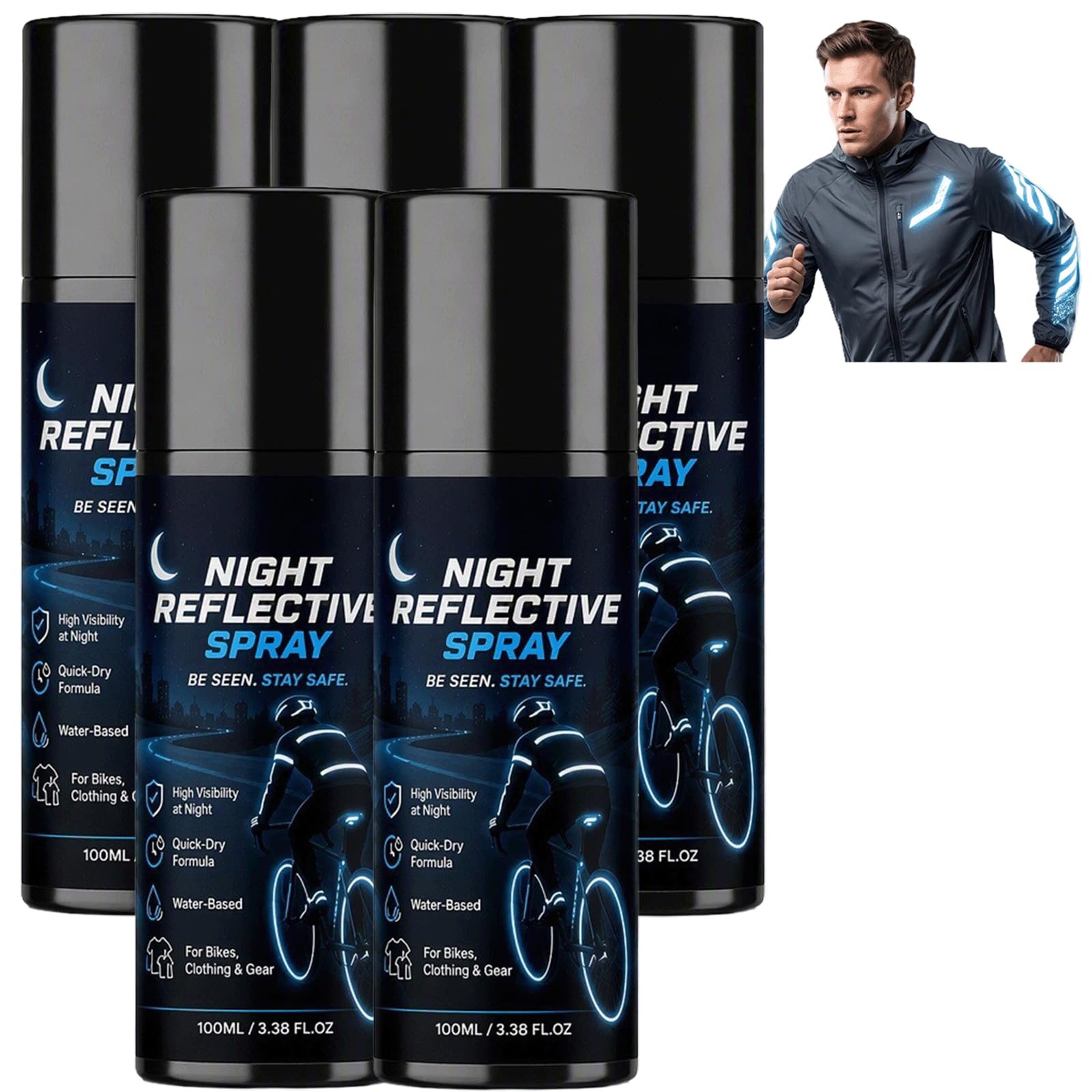 Night Reflective Spray-Clear Night Safety Coating Outdoor, Invisible Daytime Reflective Finish Spray, Mehrzweck wetterfest hohe Sichtbarkeit Reflektive Sprays (5PCS)
