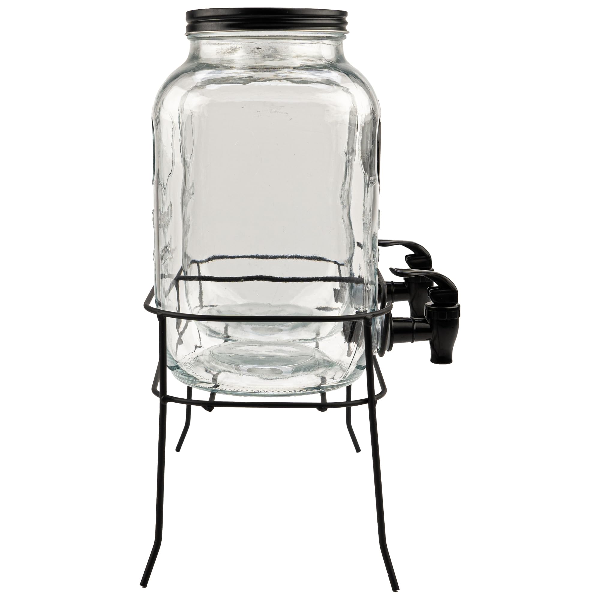 Dispenser Bevande Con Rubinetto 2x4L Con Supporto - Set 2 Dispenser Acqua In Vetro Per Limonata, Succo, Tè Freddo E Cocktail, Caraffa Con Rubinetto E Coperchio