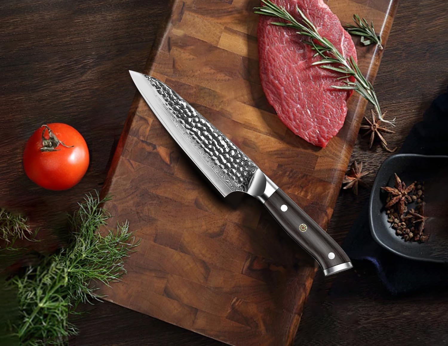 BRODARK Japanese Paring Knife, 5 inch Damascus Utility Knife, Ebony Wood — Amazon image 2