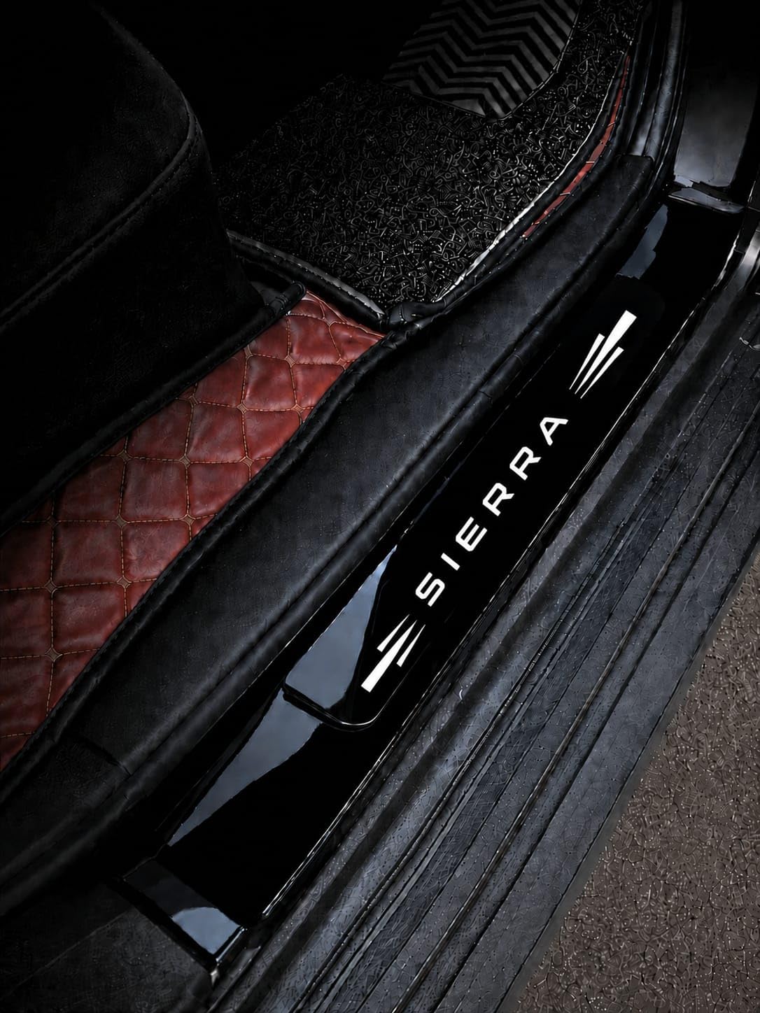Sierra Infinity Black Acrylic Dark Edition Scuff Plate Non LED High Gloss Footstep, Car Accessories-image-6