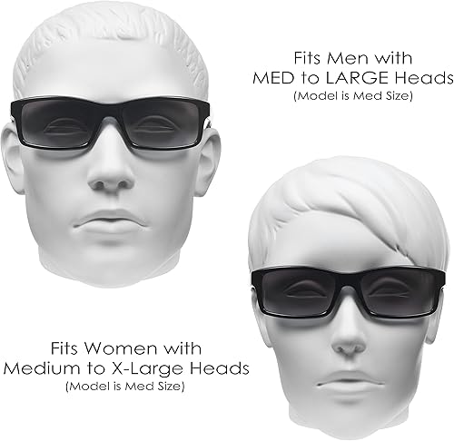 Miniatura 3 de proSPORT Gafas de sol bifocales tintadas para lectores rectangulares +1.50 gris oscuro lente humo marco negro hombres mujeres caso