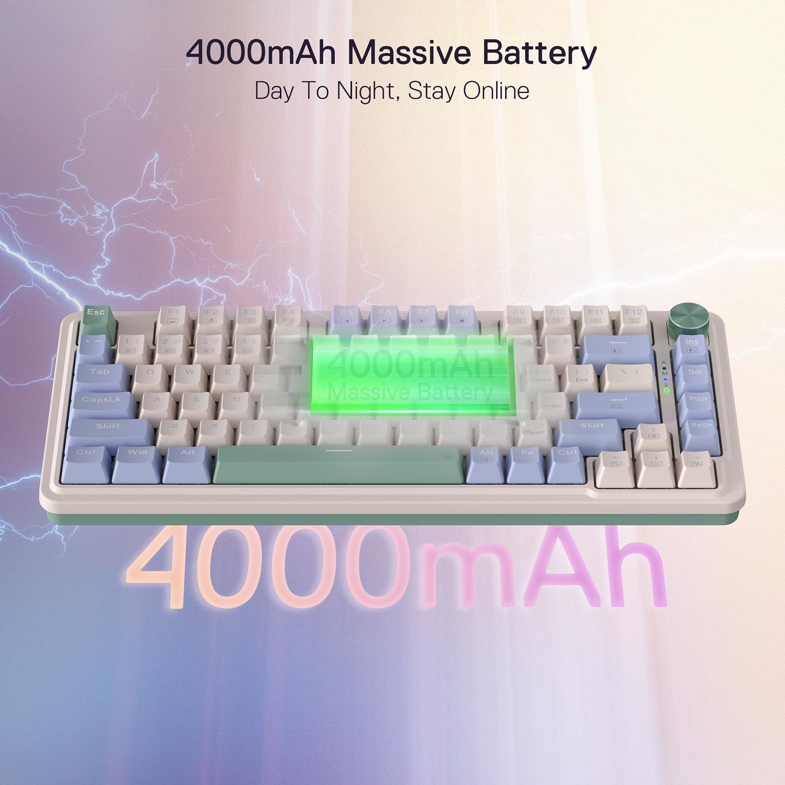 Redragon K673 Pro Clavier Gasket RVB 75% 81 Touches 3 Modes Sans Fil | US Layout Clavier Mécanique Compact Socle Remplaçable à Chaud Bouton Rotatif Coussinets Amortissants