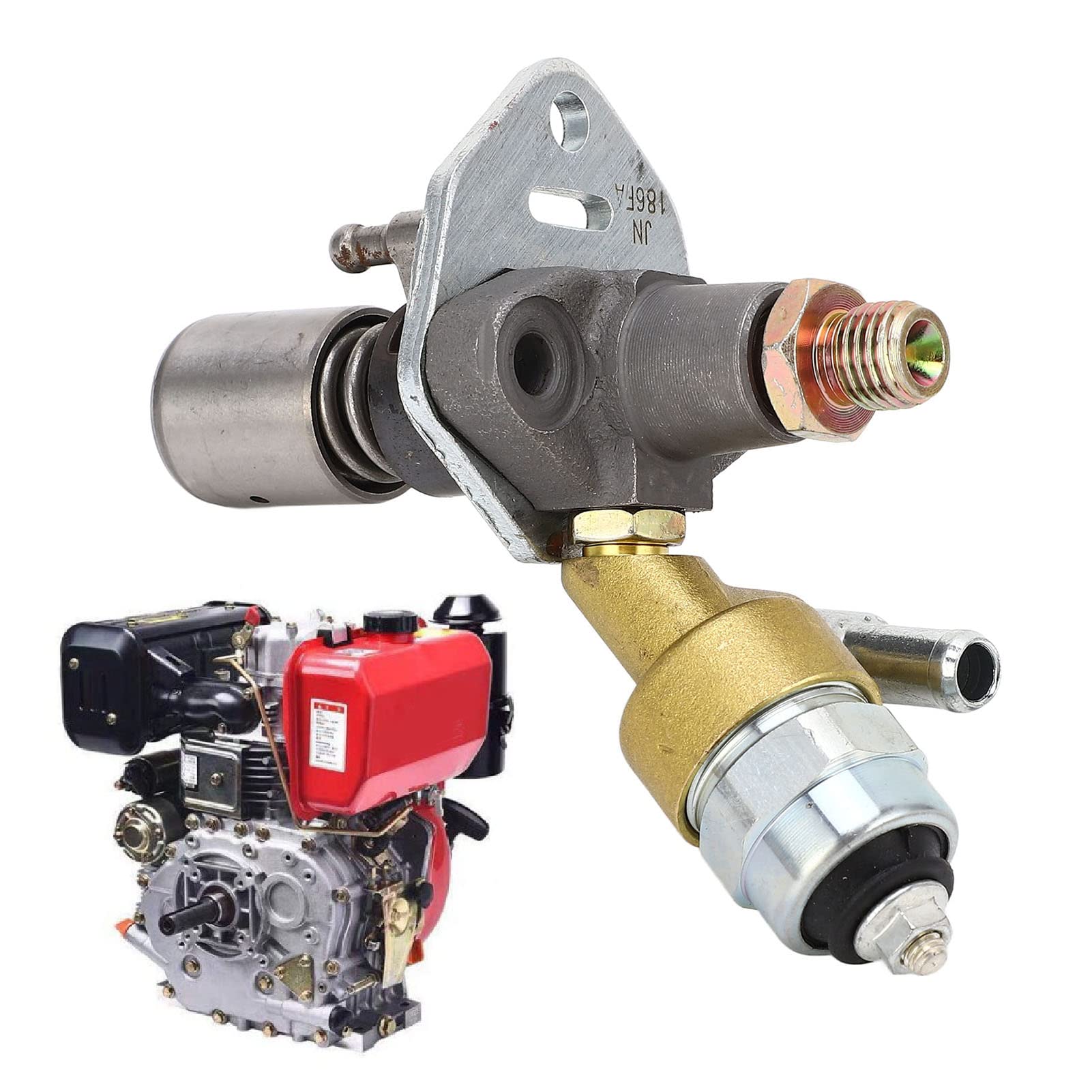 Bomba de Inyección de Combustible del Motor con Válvula Solenoide, Reemplazo de la Bomba de Inyección de Combustible del Motor del Generador Diesel de Acero de Aleación para Motor Diesel 186FA