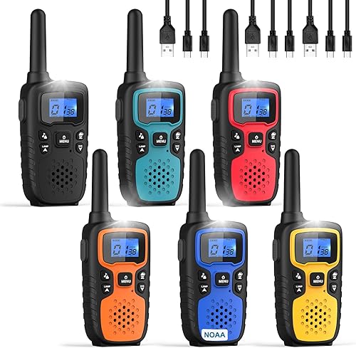 Wishouse Walkie Talkies for Kids Adults - Long Range Rechargeable 2 Way Radios,Gift,Hiking Accessories Camping Gear with Lamp,SOS Siren,NOAA Weather
