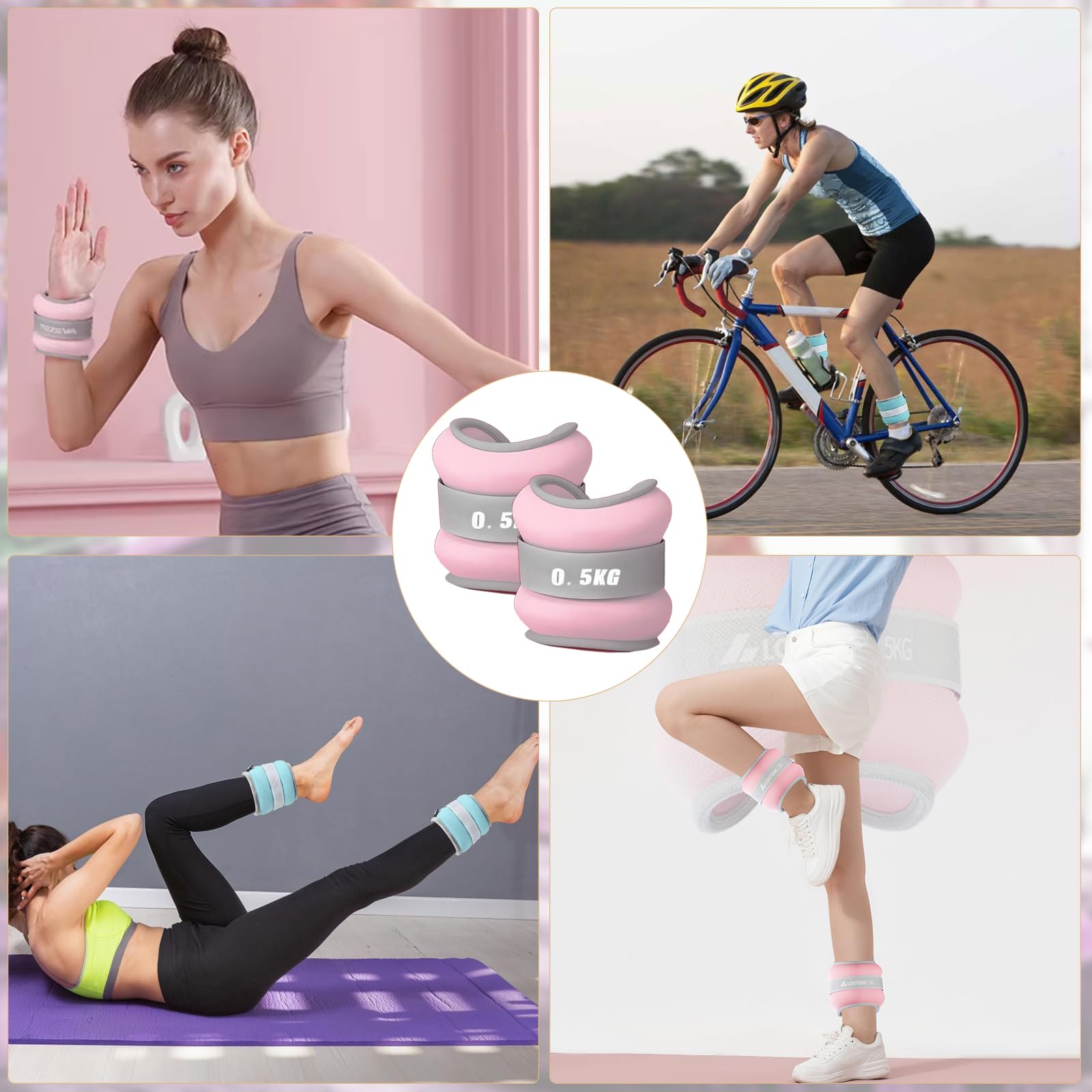 Gewichtsmanschetten, 2er Set Wrist Weights, Ankle Weights, Verstellbares Fußgelenkgewichte Set, Handgelenk Gewichte, Gewichte für Beine und Arme, für Pilates, Bewegung, Yoga Tanzen