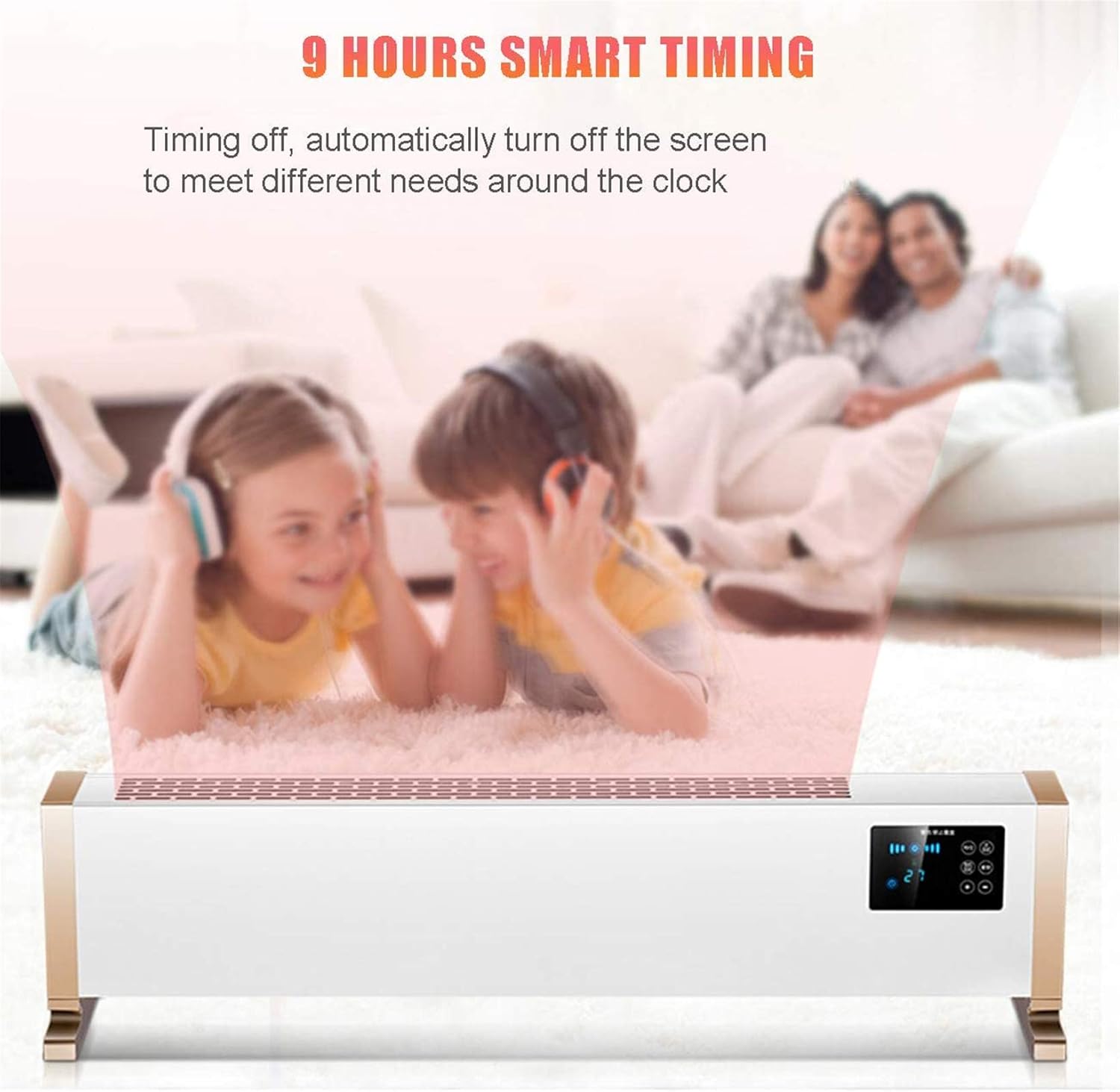 Heater Electric Electric Heater Skirting Board Convector Heater with Child Lock and tat Remote Control Multiple Protection 2000w Baseboard Radiator for Greenhouse Pergola Shed Gar