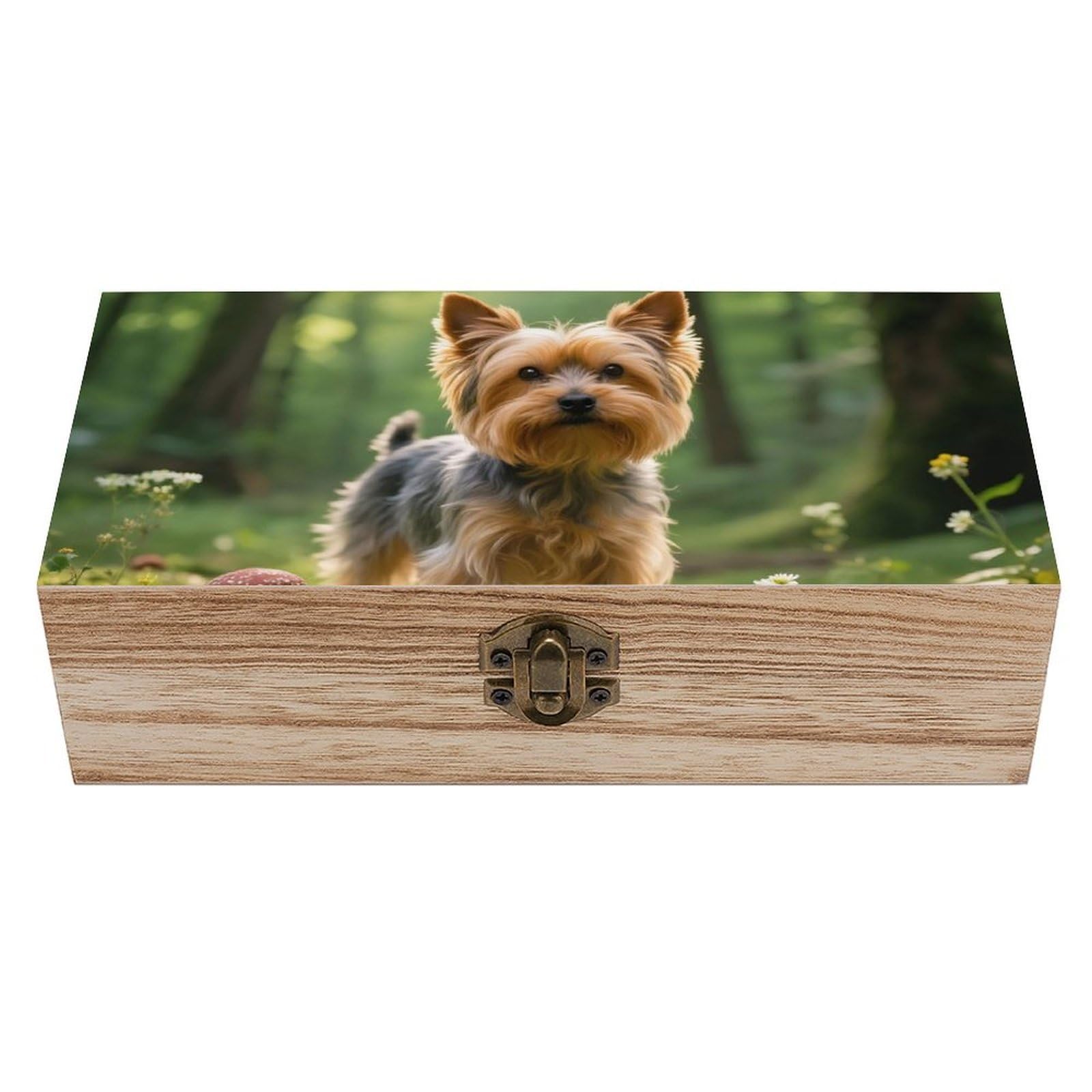 Yorkshire Terrier in Wooden Keepsake Box Storage Boxes with Hinged Lid