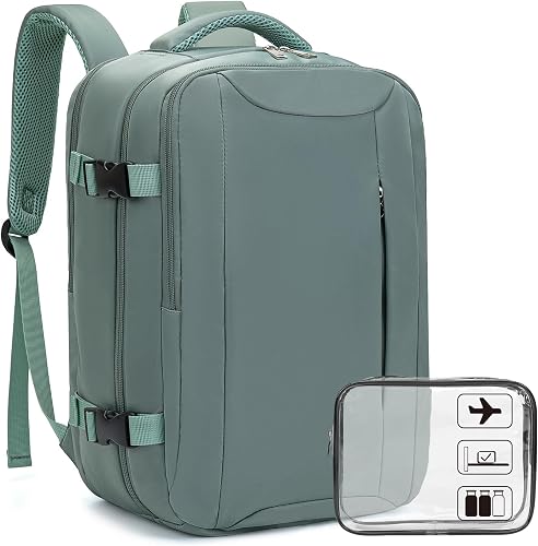Xkdoai Cabin Bags 40x20x25 for Ryanair, Small Underseat Carry On Travel Backpack Casual Hand Luggage Flight Loptop Bags for Women Men Cabin Size Rucksack 20L, Green, 40x20x25cm, Hand Luggage