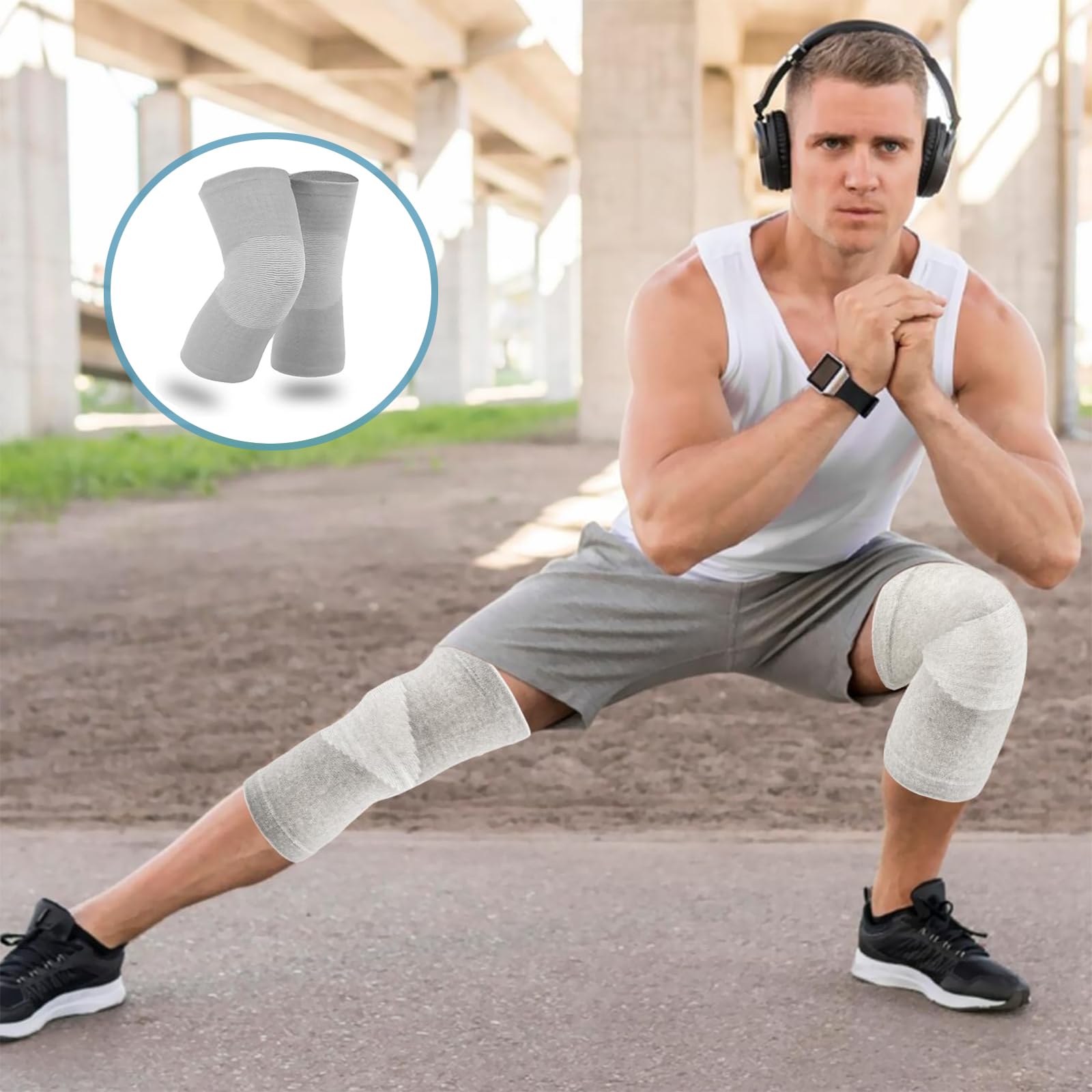 BUKYCAT Bambus Kniebandage, Kniebandage Mnner Damen, Knee Support Bandage  Knie, Bambus Kniebandage mit Kompression, Sport-Knieschoner, Bandage  Kniefr Volleyball, Training, Kniebandage Arthrose (M) : Amazon.de:  Drogerie & Krperpflege