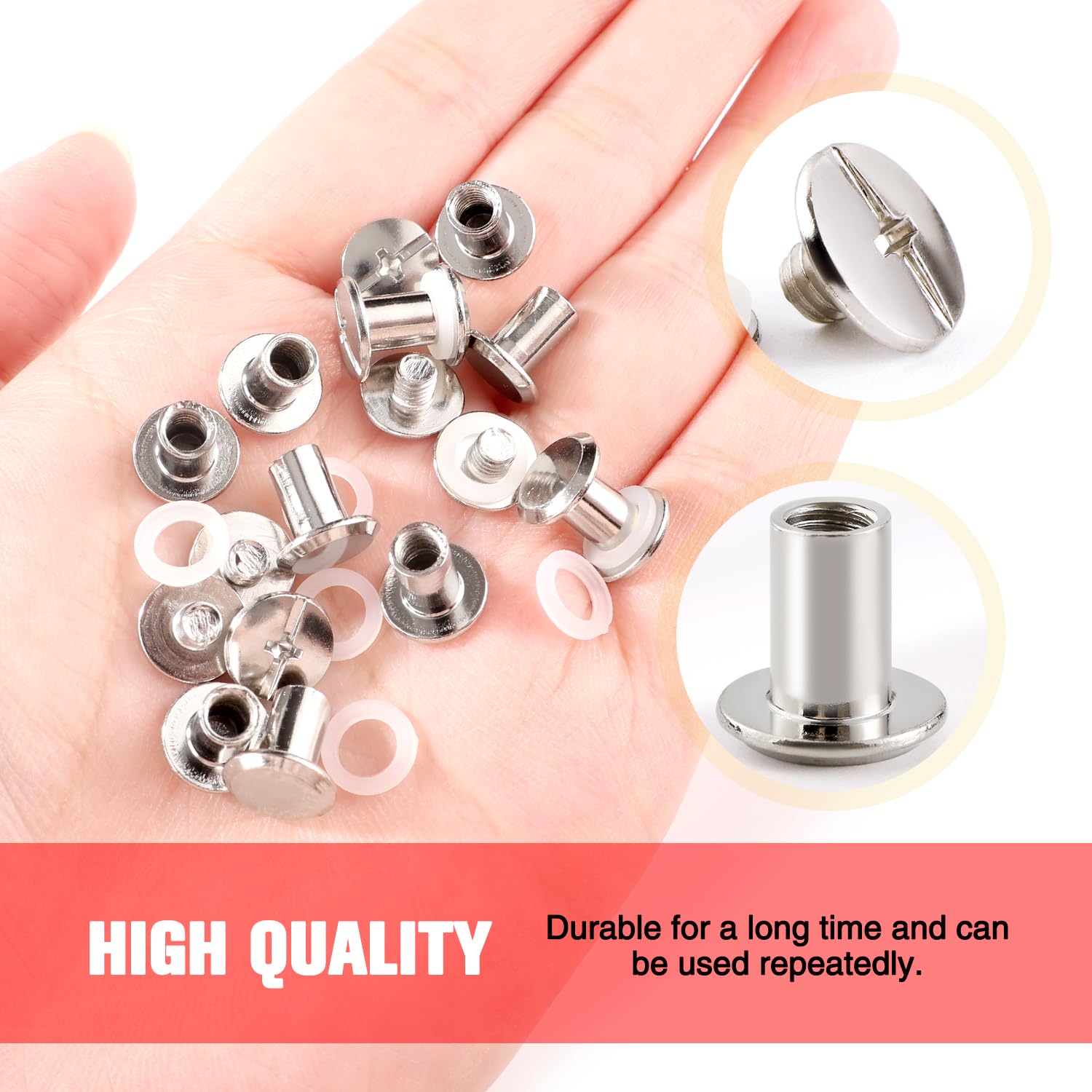 YIXISI 25 Set M5x8mm Chicago Binding Screws Kit, Book Binding Rivets, Leather Rivets, Binding Screws Posts - Image 3
