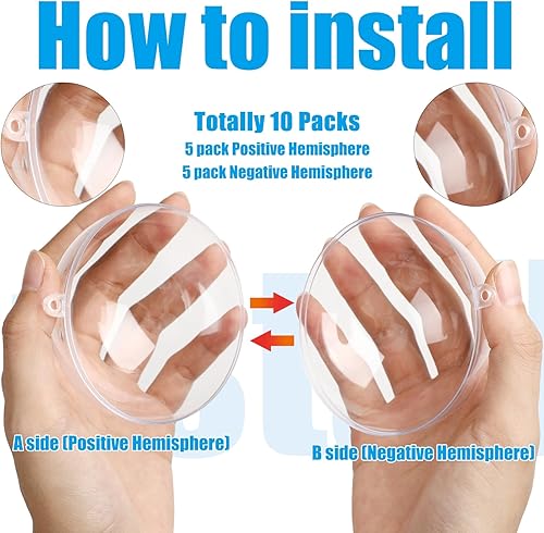 Miniatura 3 de Vinsot 75 bolas de adorno rellenables de plástico transparente para Navidad, bolas de manualidades, 5 tamaños, adornos colgantes para árbol de