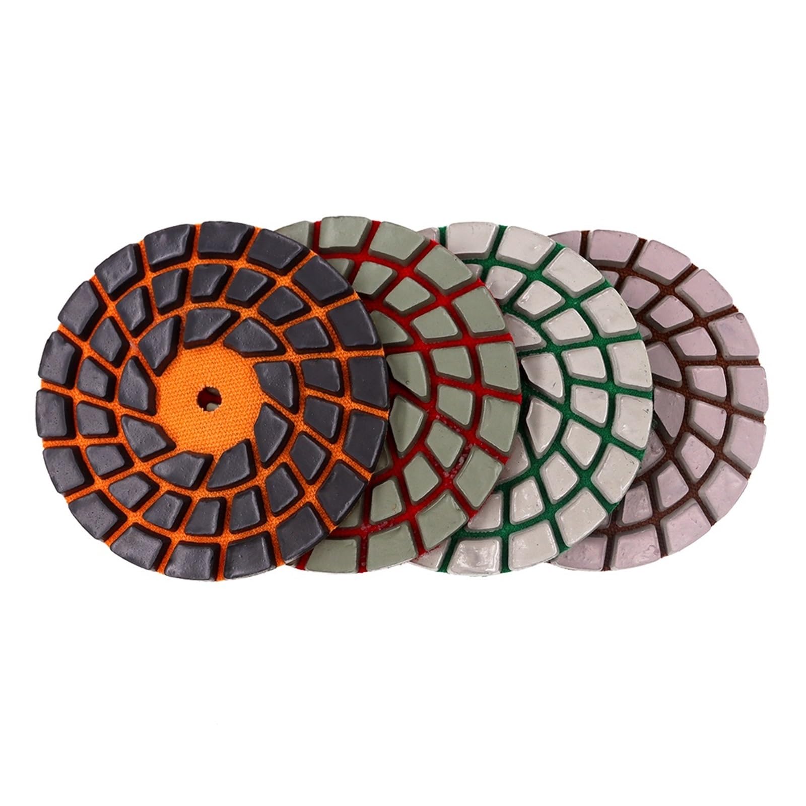 4 Pezzi di tamponi for lucidatura a Secco da 4 Pollici for Pavimenti in Cemento, Dischi abrasivi da 5 mm for Granito e Marmo.(Different 4 Grits)