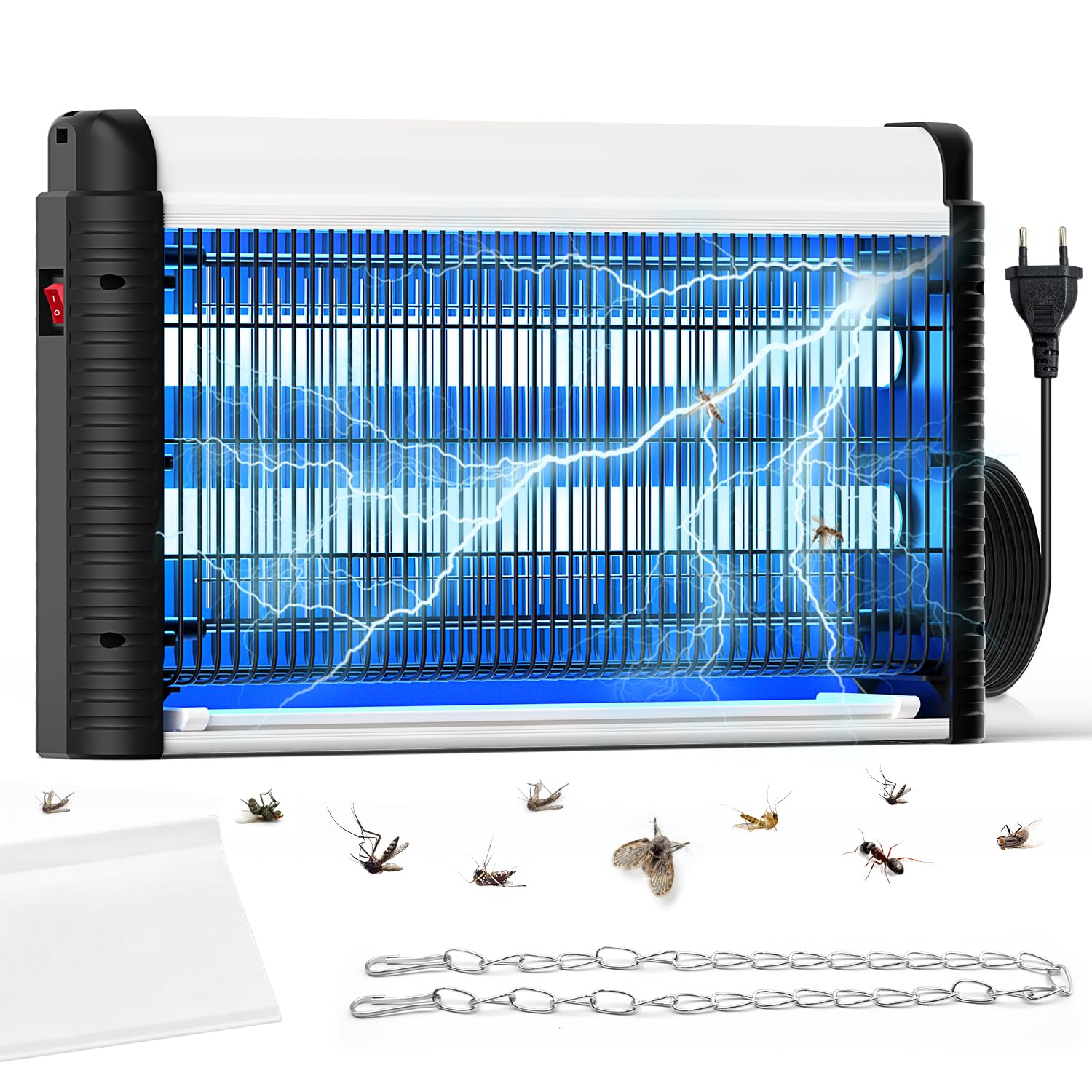Mata Insectos Eléctrico 35W – Lámpara UV Antimosquitos 4000V para Interior y Exterior, Trampa Colgante Sin Químicos, Mosquitos, Moscas y Polillas, 80 m²
