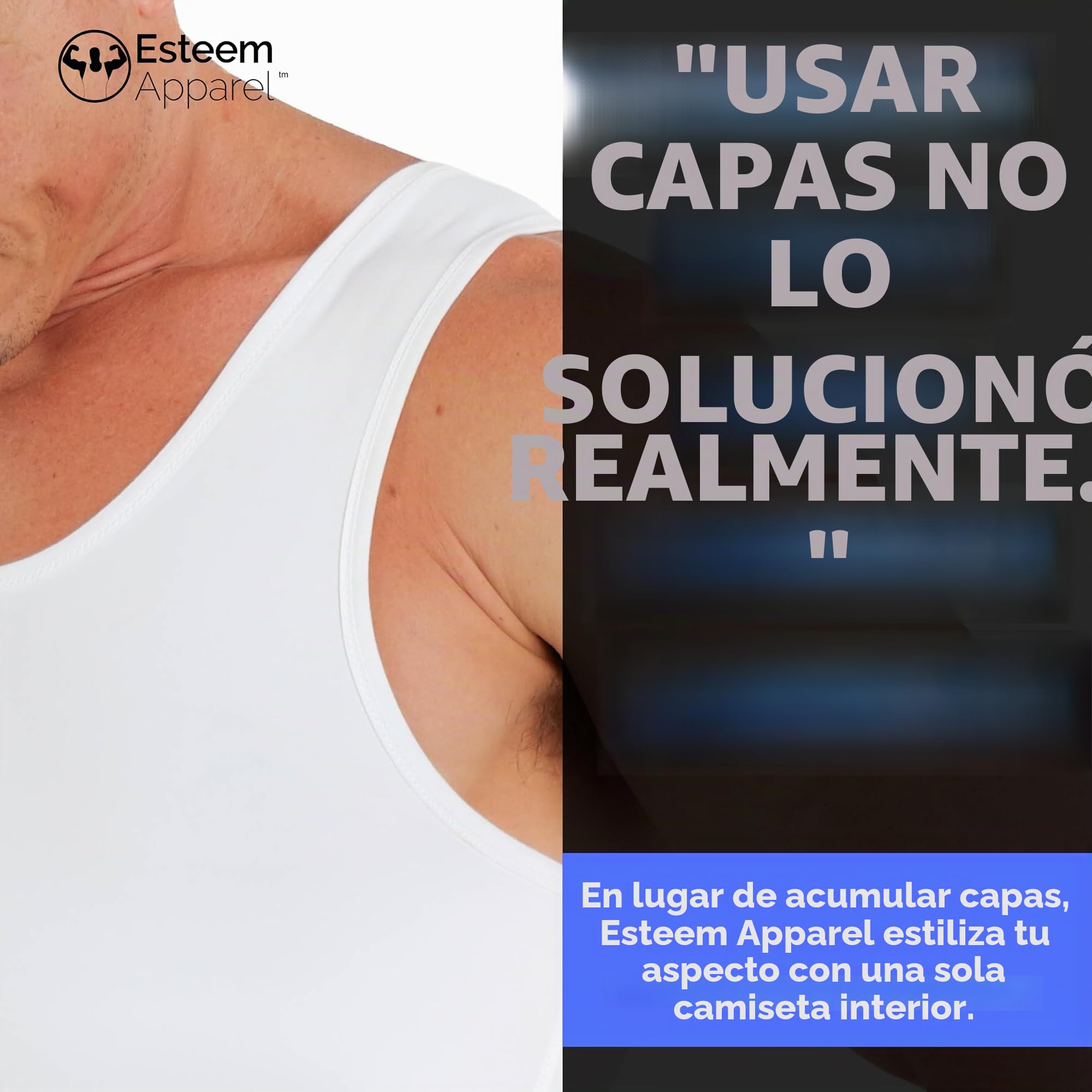 Esteem Apparel original de los hombres máximos de la camisa que adelgaza el pecho y talladora del cuerpo de compresión