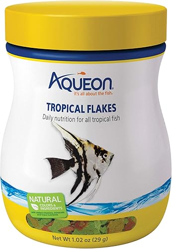 Aqueon Copos naturales de alimentos tropicales para pescados, 1.02 oz