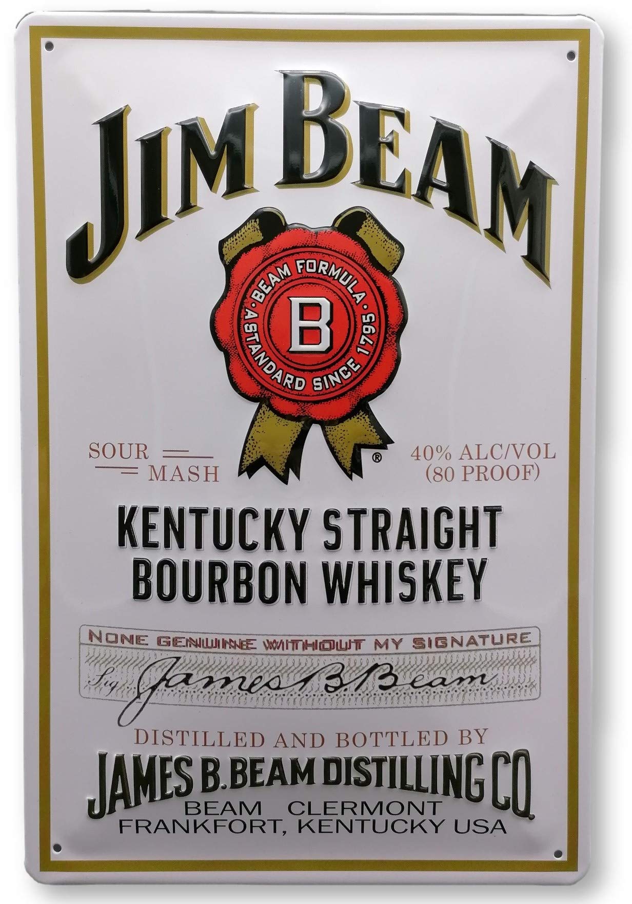 Luckylinde White Jim Beam High Whiskey - Embossed Tin Sign 30X20cm