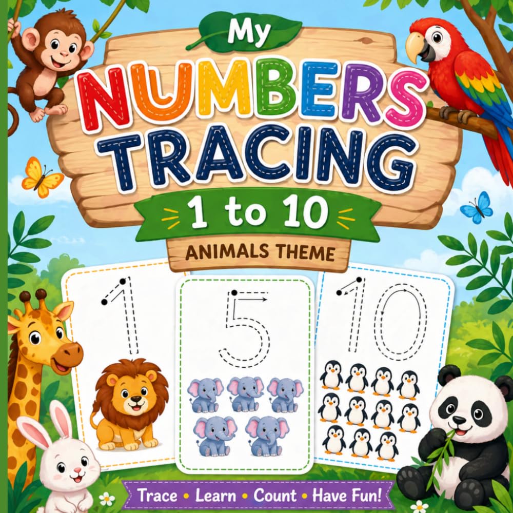 My First Numbers Tracing Book with Animals: Trace & Count Numbers 1–10 with Cute Animal Friends
