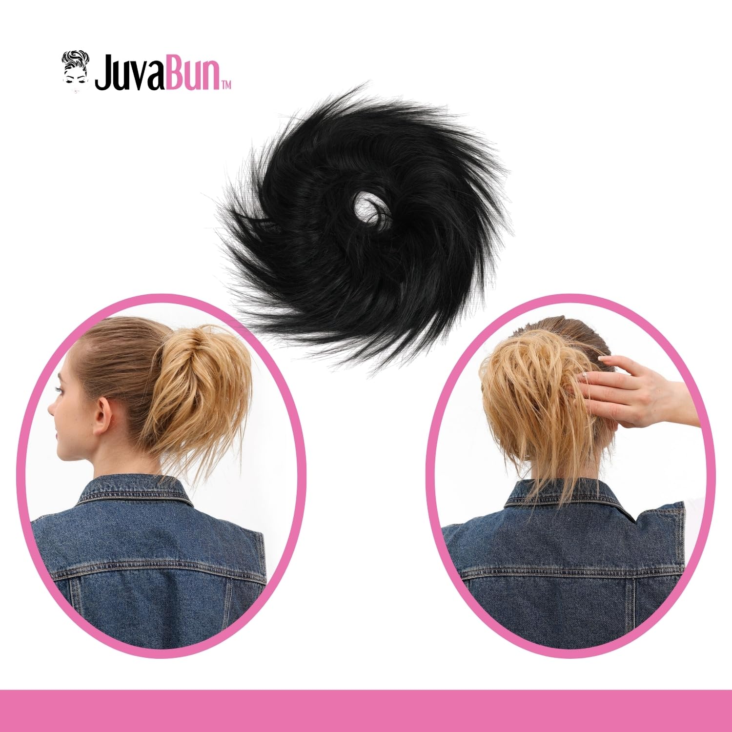 Messy Bun Hair Piece Scrunchie Adds Volume Washable Reusable Amazon.com: JuvaBun Black Boho Messy Bun Hair Pieces for  main image 4