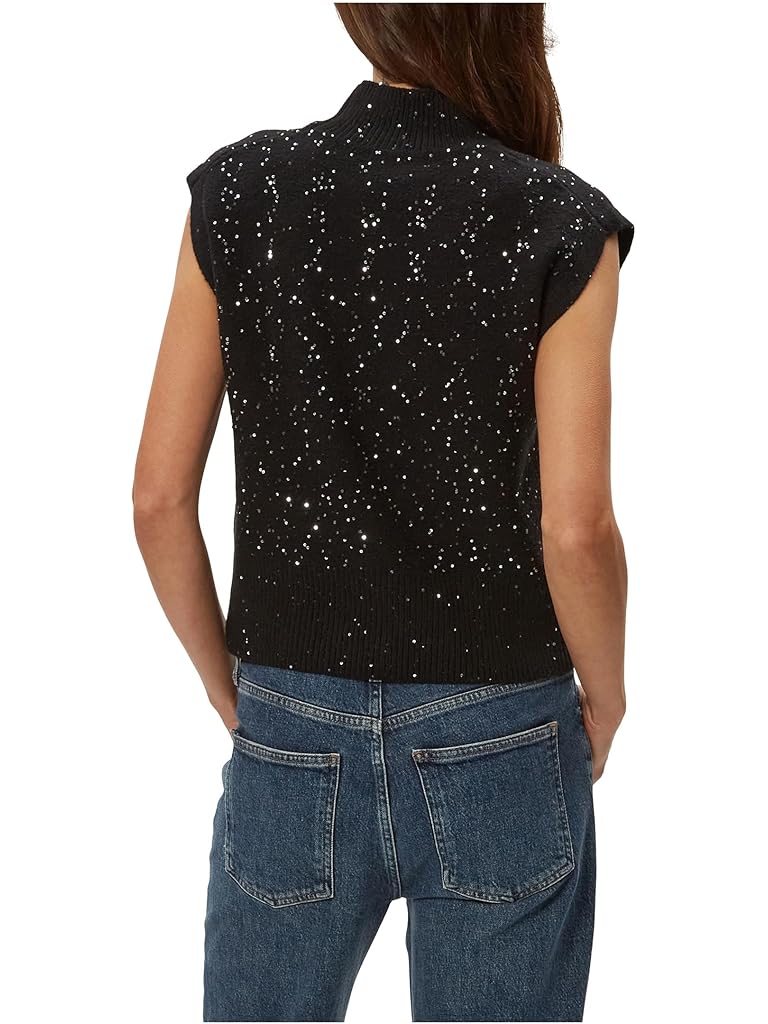 Black Michael Stars Raina Mock Neck Sweater