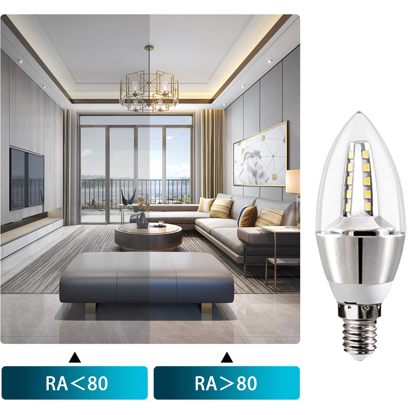 BVCL Lampadina E14 LED dimmerabile, Lampada a LED da 6W (sostituisce Le lampade alogene da 45 Watt), Lampadina E14 da 500lm, Ra＞80， Luce cangiante Tricolore, 11 Pezzi (Color : White)