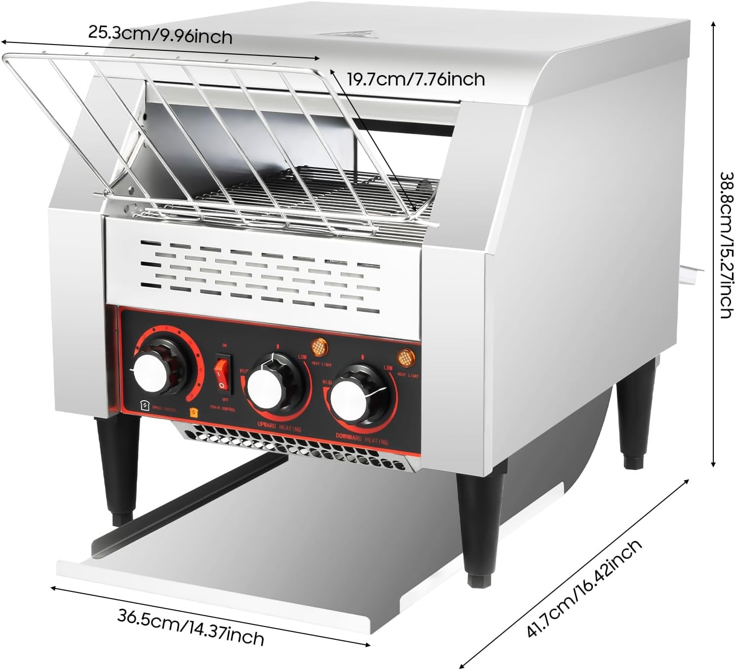 Tostadora Comercial De Cinta Transportadora De 2200 W - Acero Inoxidable De Alta Resistencia, 300 Rebanadas/Hora, 3 Tubos Calefactores - Ideal para Restaurantes Y Catering