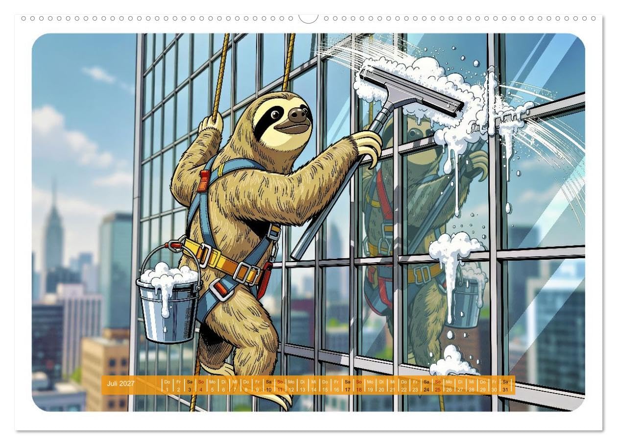 Lustiges Faultier im Beruf - Comic (hochwertiger Premium Wandkalender 2027 DIN A2 quer), Kunstdruck in Hochglanz: Das Faultier hat einen Job. Niemand ... wie das passieren konnte. (CALVENDO Spass)