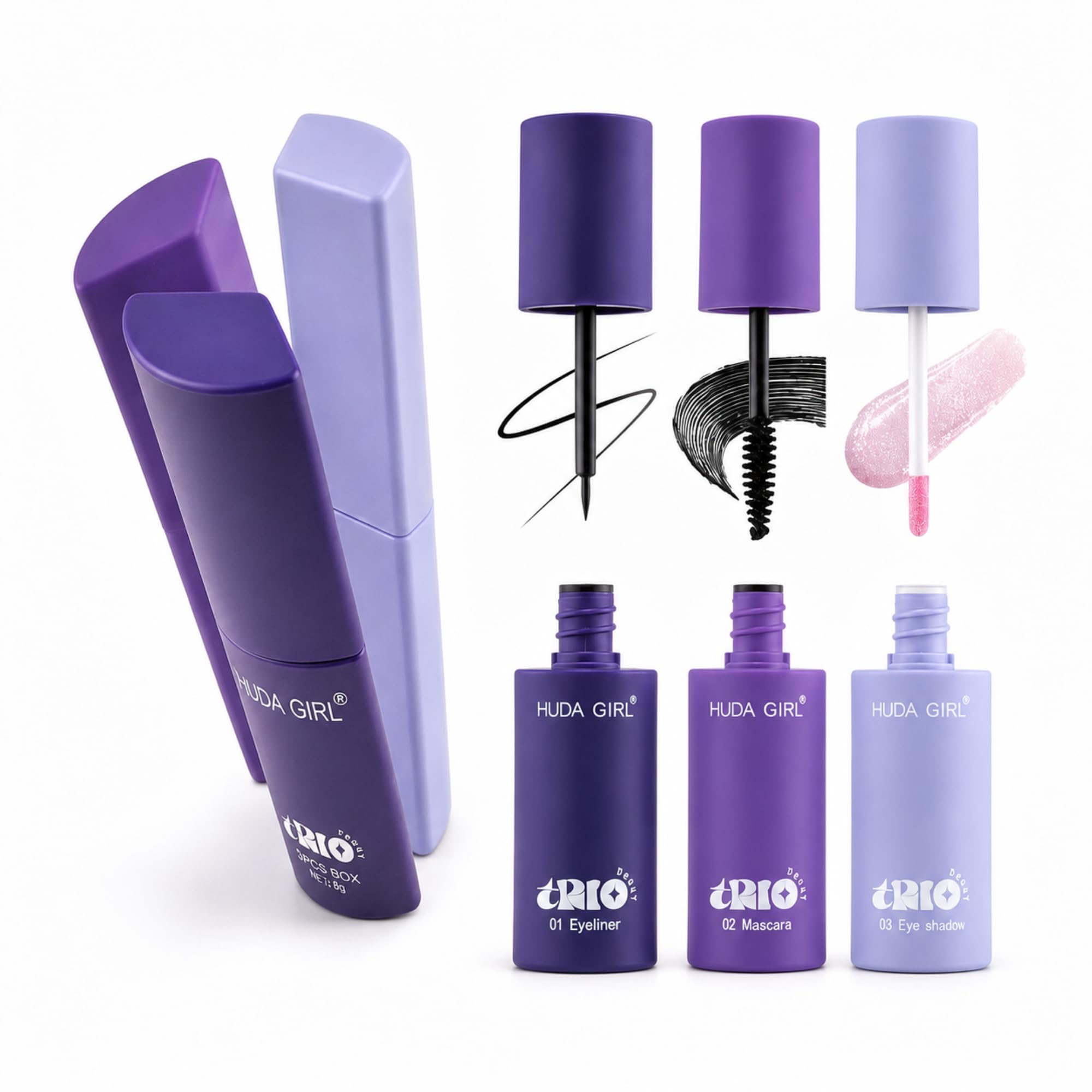 Make Up Kit for Women 3-in-1 Eye Set with Black Liquid Eyeliner, Mascara and Glitter Liquid Eyeshadow,Compact Makeup Trio for Beginners, Daily Use and Travel-image-20