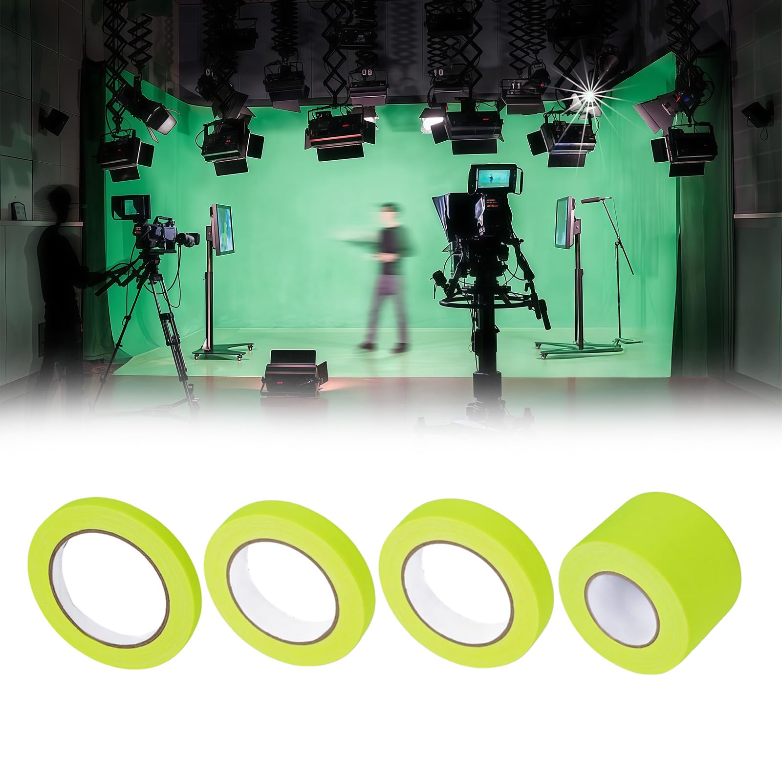 Mehrzweck Gaffer Klebeband, Fluoreszierendes, strapazierfähiges Gewebeband, Robustes Klebetuch für Kamera Studio Ausrüstung, sichere Markierung von Geräten