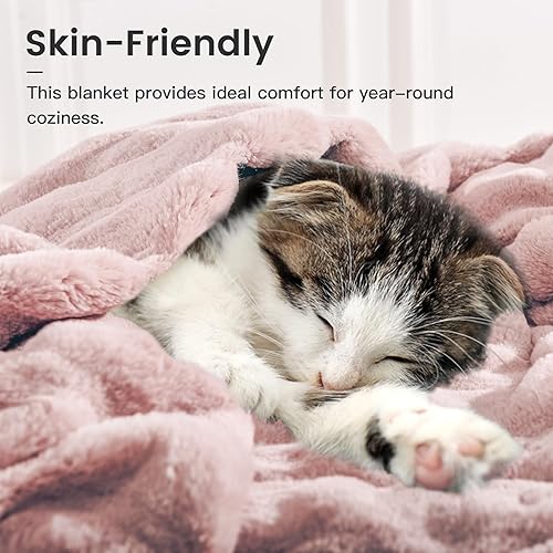 Miniatura 3 de NEXHOME PRO Juego de manta de felpa de piel sintética con 2 fundas de almohada cuadradas a juego, lujosas y mullidas mantas suaves para sofá, silla,