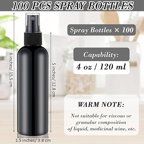 Miniatura 2 de 100 botellas de spray a granel de 4 onzas de plástico para aceites esenciales, pulverizador de niebla fina, reutilizable, recargable, contenedores