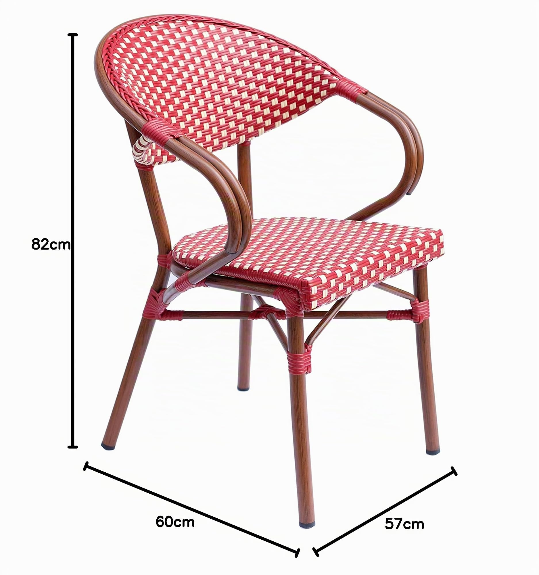 Oviala Fauteuil de terrasse bistrot Parisien en Aluminium Rouge