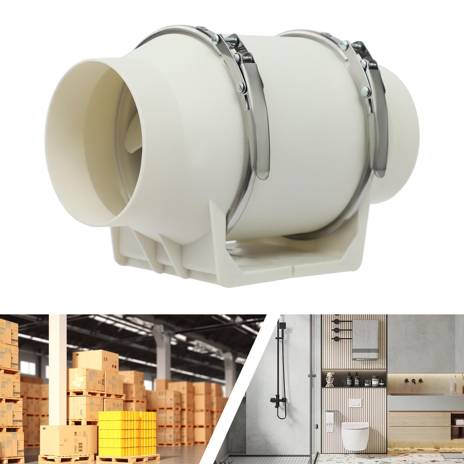 Wentylator rurowy 100 mm – 28 W, wentylator kanałowy, 220 m³/h, 2600 obr./min, idealny do łazienki, WC, piwnicy, cicha praca