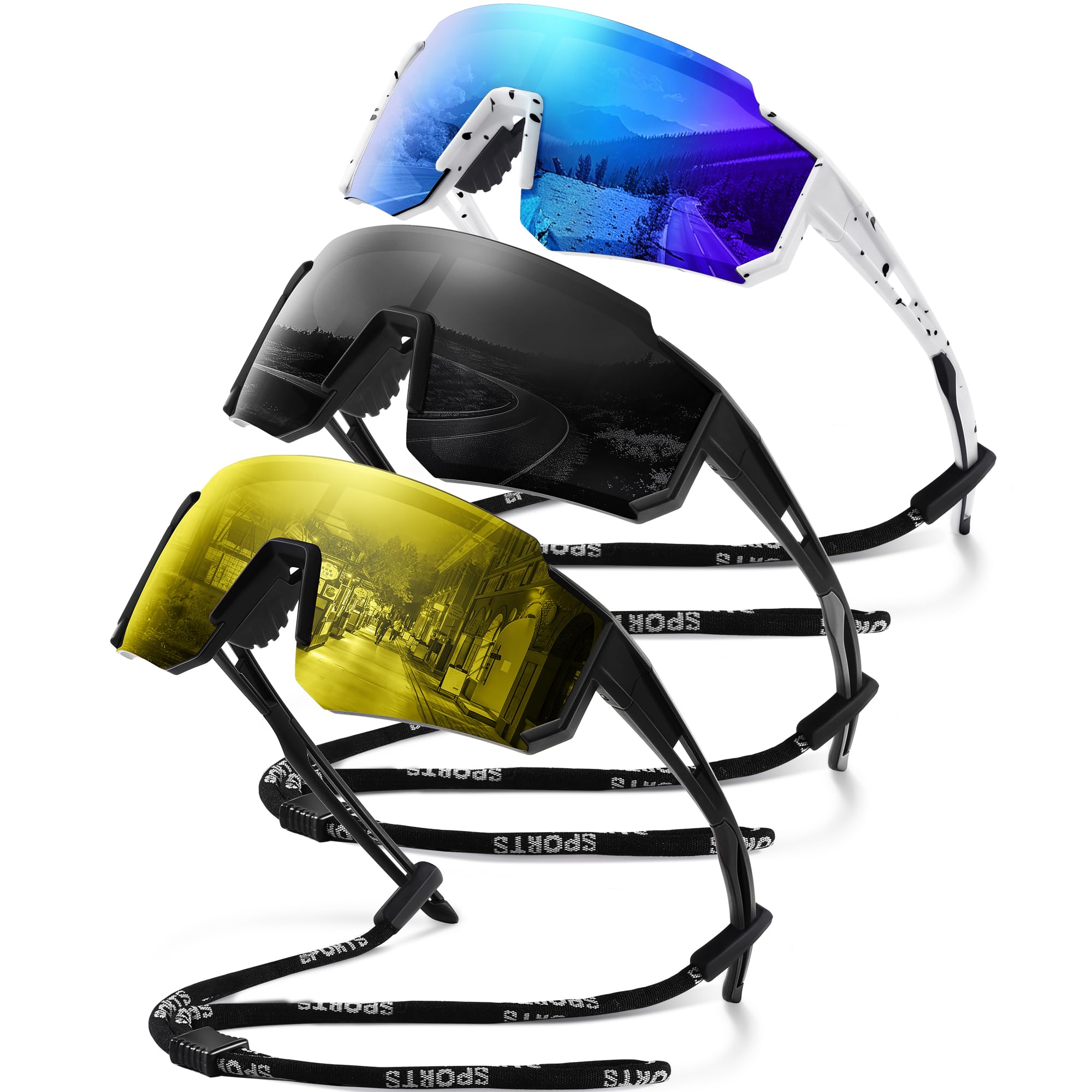 gesruny Polarized Sport Sunglasses for Men and Women, Lightweight TR90 Sun Glasses with UV Protection for Cycling Running