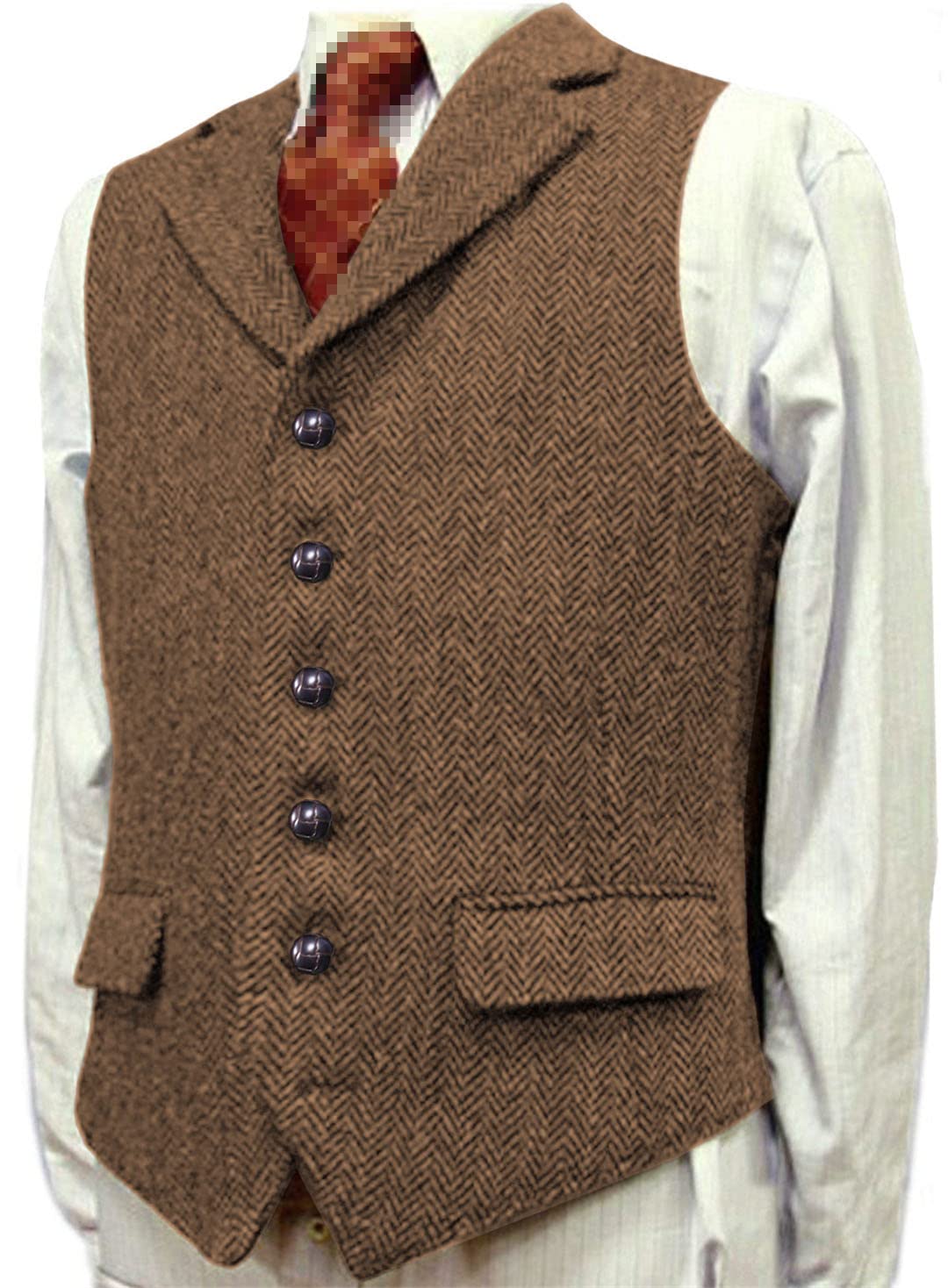 Vogrtcc Chaleco de lana para hombre de corte entallado para hombre