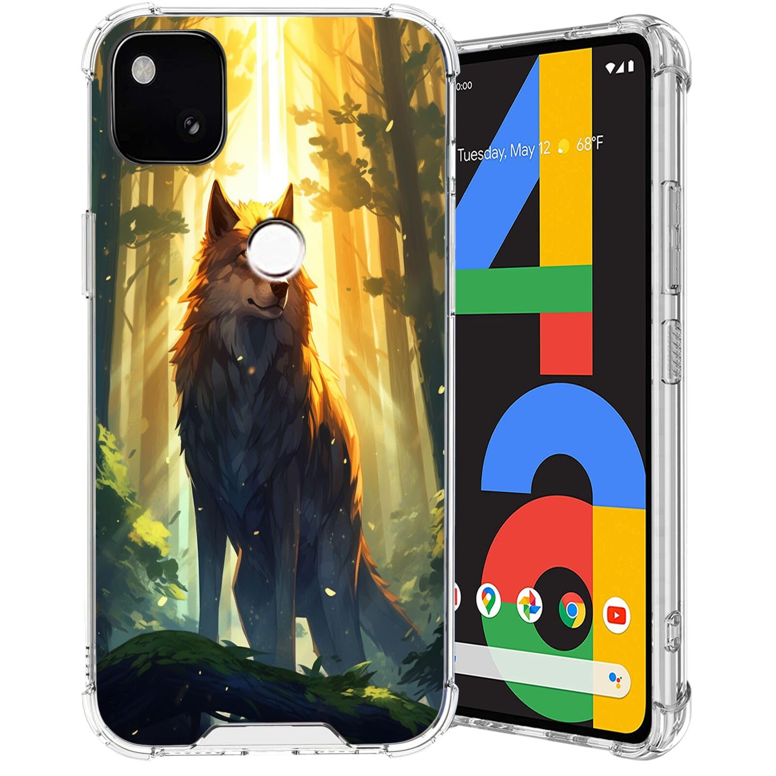 Transparent Case for Google Pixel 4a 5G Wolf Art-aa2 Phone Cover Clear Silicone Protective Case for Google Pixel 4a 5G Shock-Proof Four Corners Reinforced