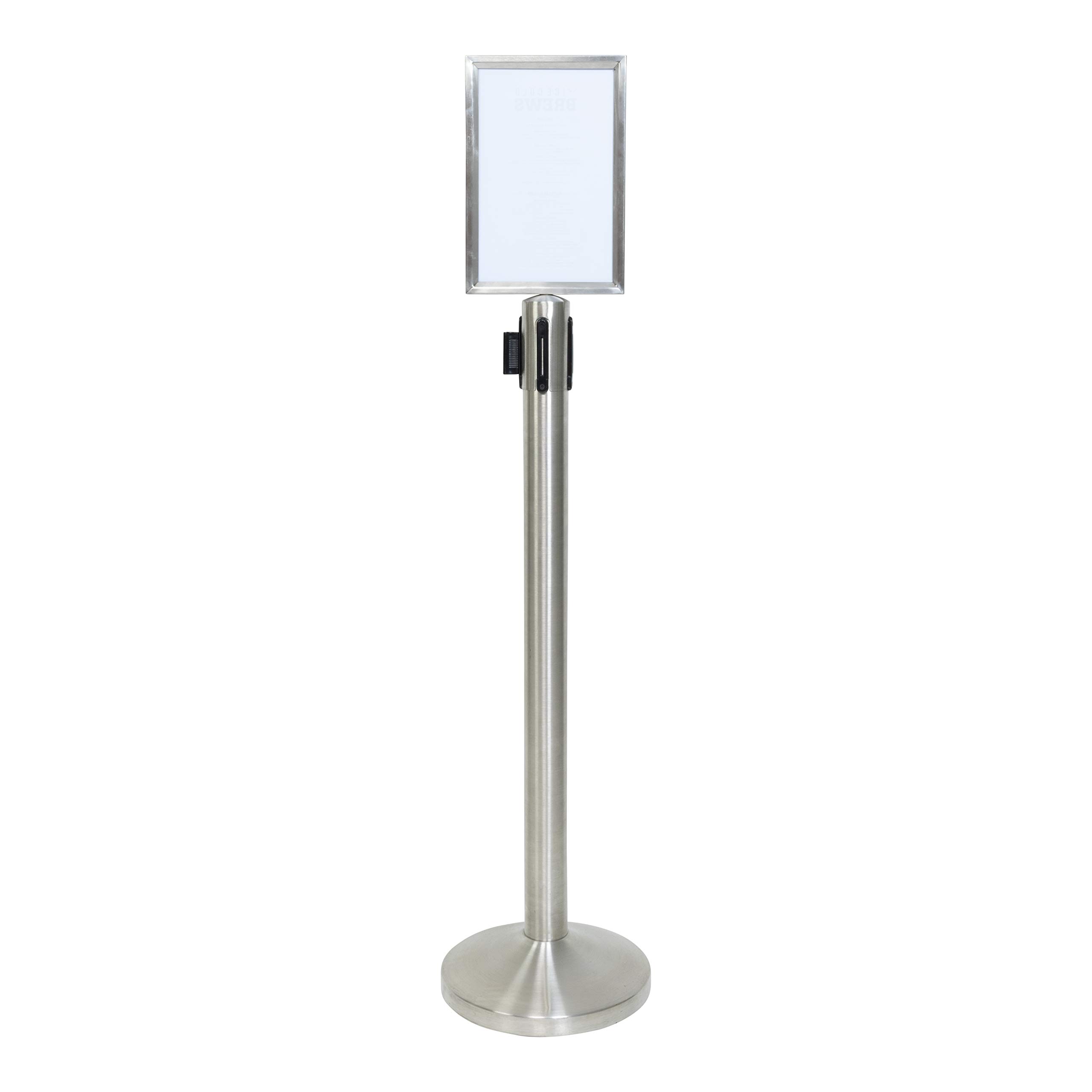 SECURIT - Porta Carteles A4 - Doble Cara - Plateado | Compatible con Postes - Acero Inoxidable - Uso Interior y Exterior
