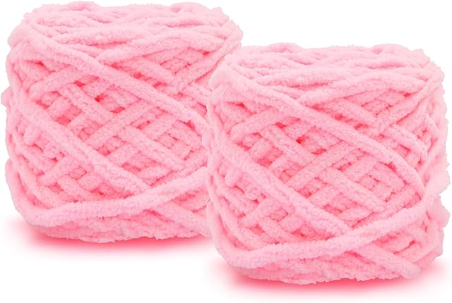2X100g Chunky Yarn for Knitting Wool Ball Made of Cotton, Wool and Acrylic Soft and Warm Weaving Scarf and Slippers DIY Plush Knitting.