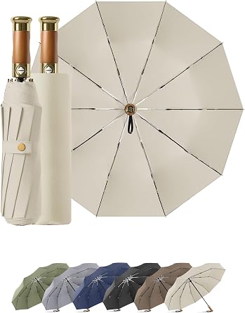 Rain Cats Large 45/50 Inch Umbrellas for rain Strong10 Ribs Fiberglass Umbrella Windproof Wabig Compact Automatic portable Folding Travel Thick Fabric Wood handle